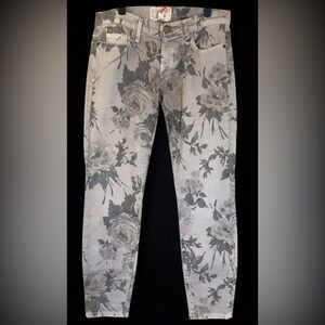 NWT Current Elliott The Stiletto‎ Jeans Grey Floral Print Sz 27 Ankle Crop $198